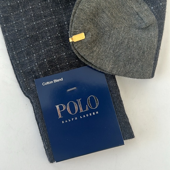 POLO Ralph Lauren Cotton Blend Dark Grey Checkerd Socks NWT - Picture 4 of 6